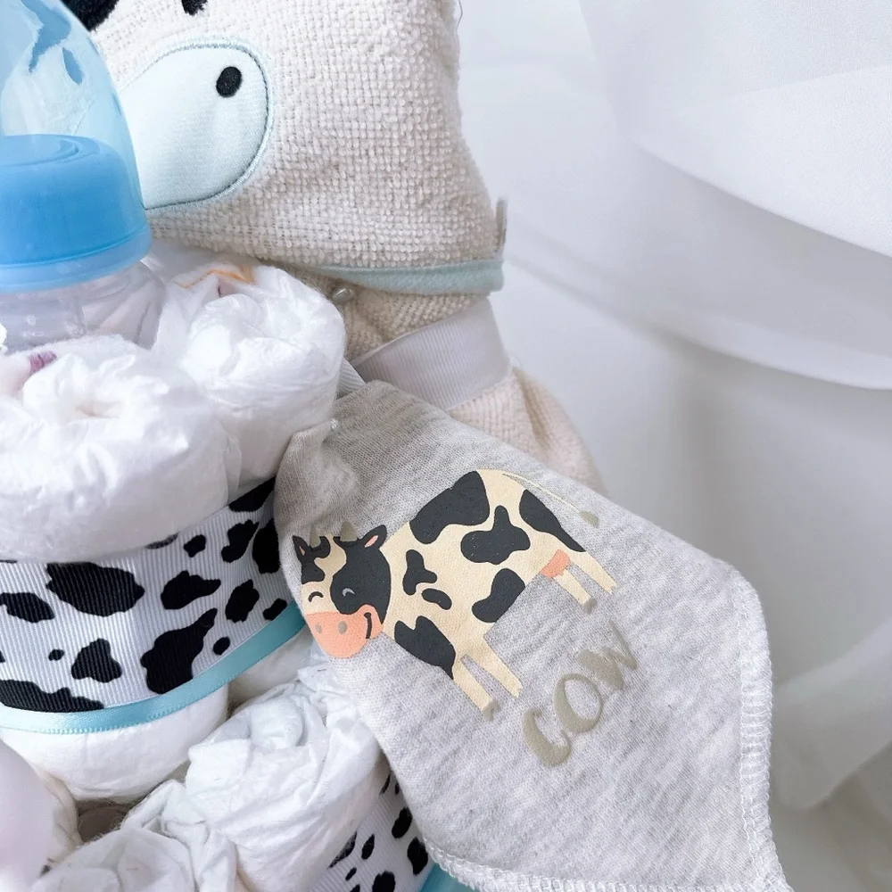 Cow Diaper Cake, Farm Baby Shower Gift